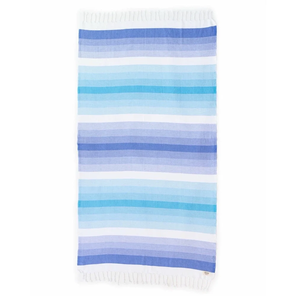 Teema The Blue Layers Turkish Towel 38x68 Organic Cotton Beach Bath Blanket NEW